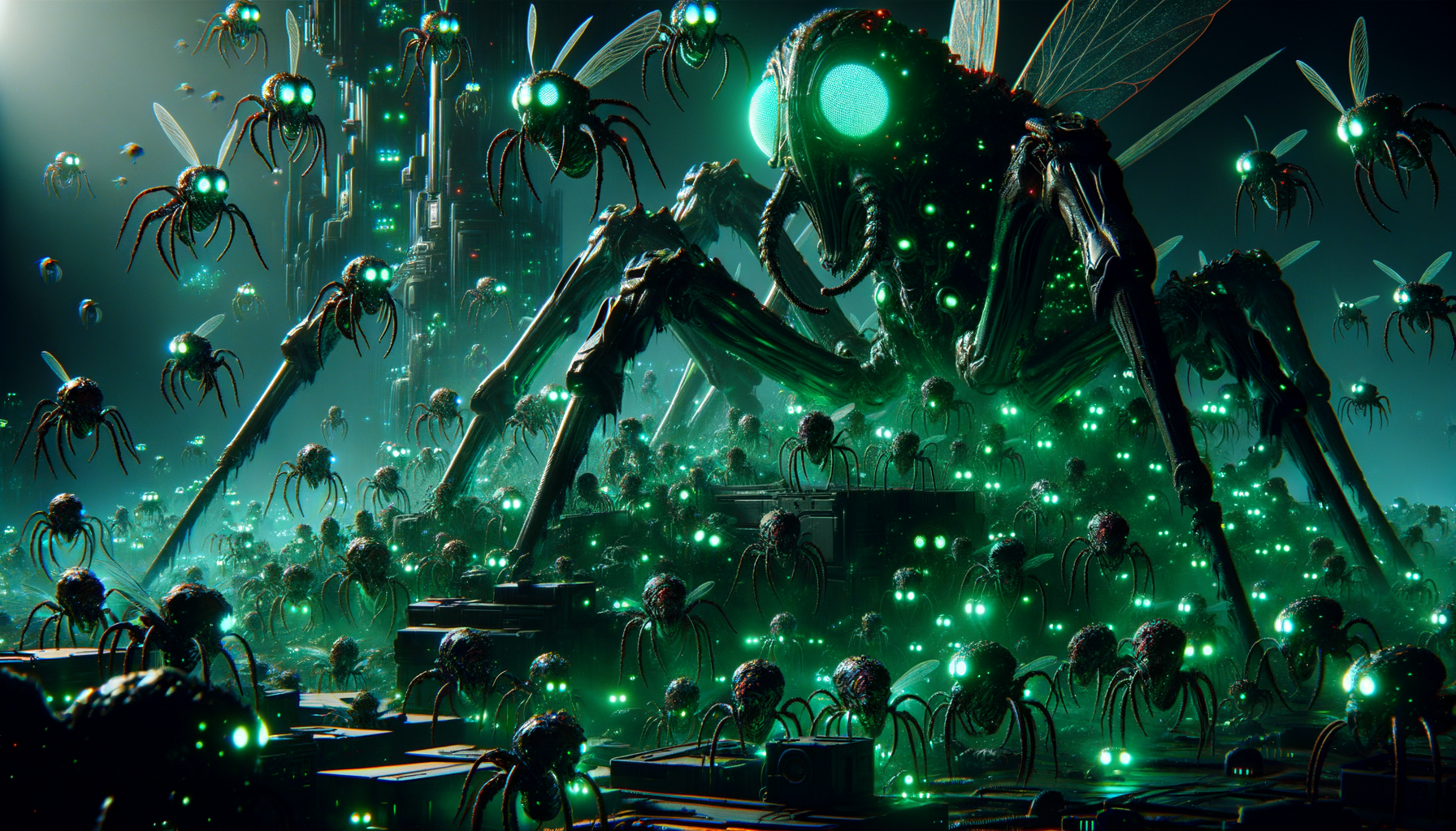 Caxion insectoid swarm overwhelming a defensive position